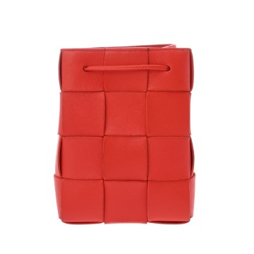 ボッテガ ヴェネタ マキシイントレチャート スモール カセット レッド レザー レディース バッグ 【中古】【bag】
