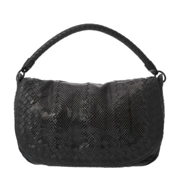 ボッテガ ヴェネタ イントレチャート セミショルダー グレー レザー/パイソン レディース バッグ 【中古】【bag】