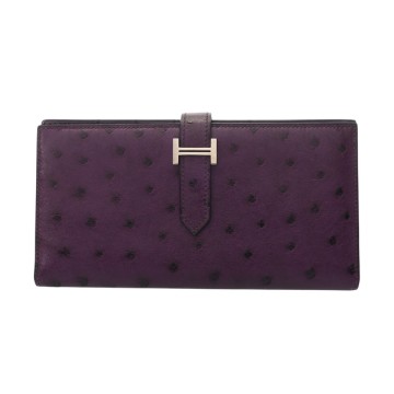 エルメス ベアン スフレ ウルトラバイオレット オーストリッチ ユニセックス 財布 【中古】【purse】