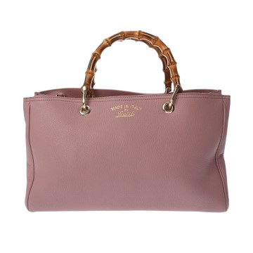 グッチ 2WAY ハンドバッグ ピンク 323660 レザー/バンブー レディース バッグ 【中古】【bag】