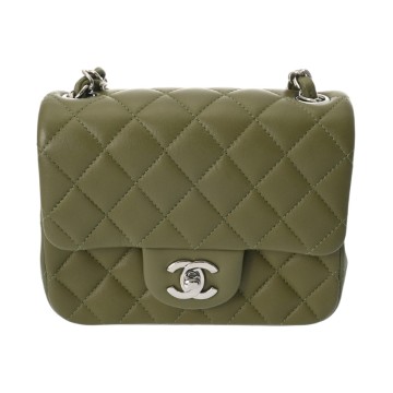 シャネル マトラッセ ミニ クラシック ハンドバッグ 17cm カーキ A35200 ラムスキン レディース バッグ 【中古】【bag】