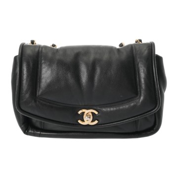 シャネル スモールフラップバッグ  ブラック パフィカーフスキン レディース バッグ 【中古】【bag】