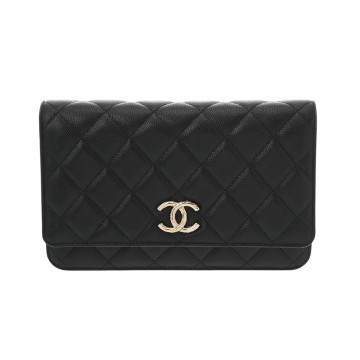 シャネル マトラッセ チェーンウォレット ブラック キャビアスキン レディース バッグ 【中古】【bag】