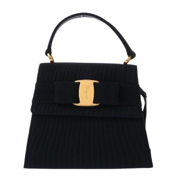 サルヴァトーレ フェラガモ 2WAY ハンドバッグ ネイビー レザー レディース バッグ 【中古】【bag】