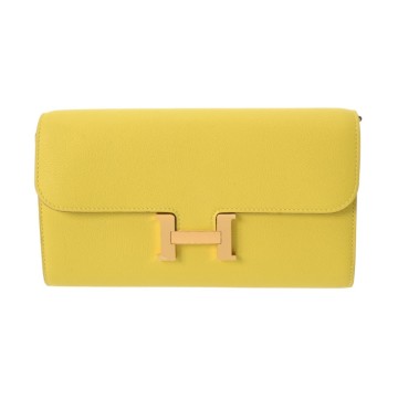エルメス コンスタンス ロングトゥーゴー ライム エバーカラー レディース 財布 【中古】【purse】