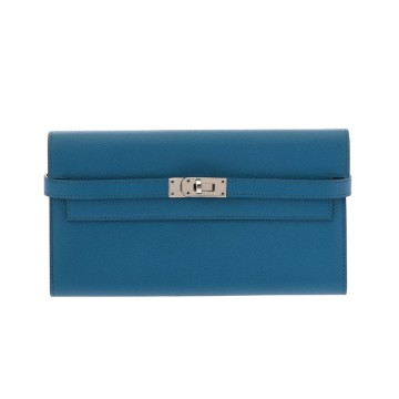 エルメス ケリーウォレット ロング ブルーイズミール ヴォーエプソン レディース 財布 【中古】【purse】