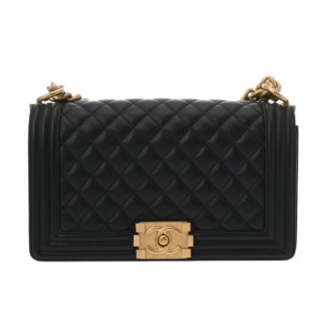 シャネル ボーイシャネル ハンドバッグ 25cm ブラック A67086 キャビアスキン レディース バッグ 【中古】【bag】