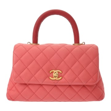 シャネル マトラッセ トップハンドルフラップバッグ ピンク A92990 キャビアスキン レディース バッグ 【中古】【bag】