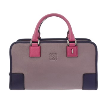 ロエベ アマソナ 28 ピンク/パープル レザー レディース バッグ 【中古】【bag】