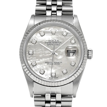 ロレックス デイトジャスト 16234NG ホワイトシェル/ダイヤモンド メンズ 時計 【中古】【wristwatch】