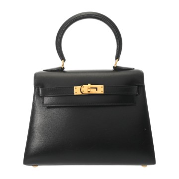 エルメス ミニケリー ブラック ボックスカーフ レディース バッグ 【中古】【bag】