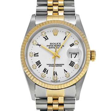 ロレックス デイトジャスト 16233G ホワイト/ダイヤモンド メンズ 時計 【中古】【wristwatch】