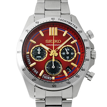 セイコー ルパン三世×セイコー オフィシャルウオッチ 8T63-02X0 ワインレッド メンズ 時計 【中古】【wristwatch】