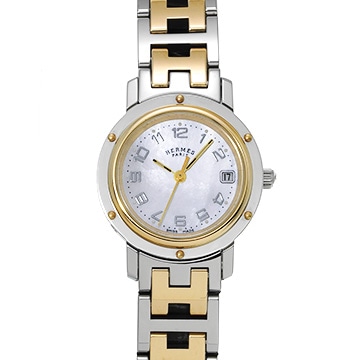 エルメス クリッパー CL4.220 ホワイトシェル レディース 時計 【中古】【wristwatch】