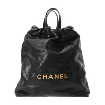 シャネル CHANEL22 スモール バックパック ブラック AS3859 シャイニーカーフ レディース バッグ 【中古】【bag】