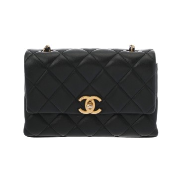 シャネル ミニフラップバッグ ブラック ラムスキン レディース バッグ 【中古】【bag】
