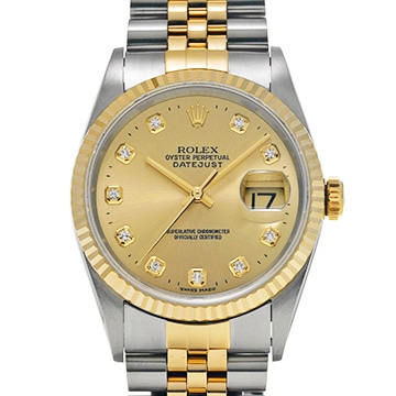 ロレックス デイトジャスト 16233G シャンパン/ダイヤモンド メンズ 時計 【中古】【wristwatch】