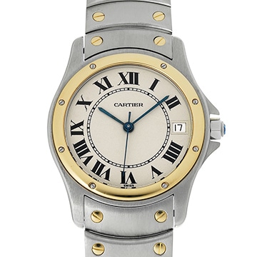 カルティエ サントスクーガー LM W20036R3 アイボリー メンズ 時計 【中古】【wristwatch】