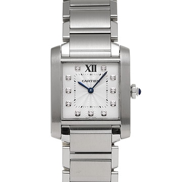 カルティエ タンク フランセーズ MM WE110007 シルバー/ダイヤモンド レディース 時計 【中古】【wristwatch】