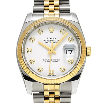 ロレックス デイトジャスト 36 116233G ホワイト/ダイヤモンド メンズ 時計 【中古】【wristwatch】