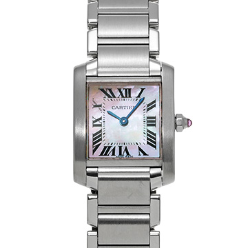 カルティエ タンクフランセーズ SM W51028Q3 ピンクシェル レディース 時計 【中古】【wristwatch】