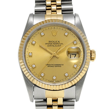 ロレックス デイトジャスト 16233G シャンパン/ダイヤモンド メンズ 時計 【中古】【wristwatch】