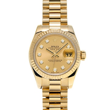 ロレックス デイトジャスト 179178G シャンパン/ダイヤモンド レディース 時計 【中古】【wristwatch】