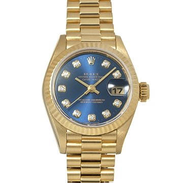 ロレックス デイトジャスト 69178G ブルー/ダイヤモンド レディース 時計 【中古】【wristwatch】