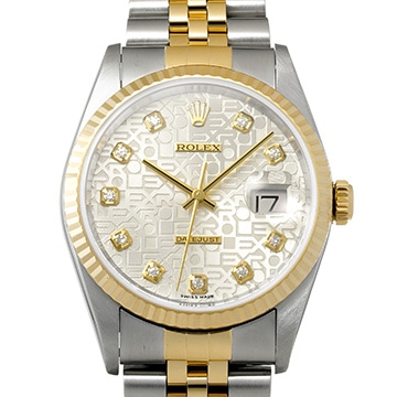 ロレックス デイトジャスト 16233G シルバーコンピュータ/ダイヤモンド メンズ 時計 【中古】【wristwatch】