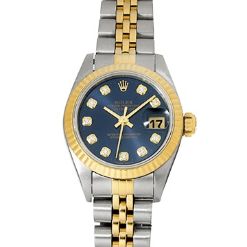 ロレックス デイトジャスト 69173G ブルー/ダイヤモンド レディース 時計 【中古】【wristwatch】
