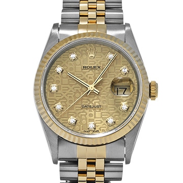 ロレックス デイトジャスト 16233G シャンパンコンピュータ/ダイヤモンド メンズ 時計 【中古】【wristwatch】
