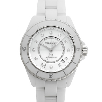 シャネル J12 キャリバー12.1 38MM H5705 ホワイトラッカー/ダイヤモンド メンズ 時計 【中古】【wristwatch】