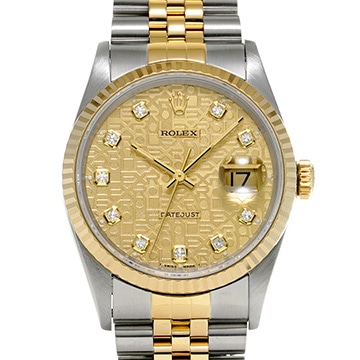 ロレックス デイトジャスト 16233G シャンパンコンピュータ/ダイヤモンド メンズ 時計 【中古】【wristwatch】