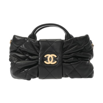 シャネル ミニ ボウバッグ ブラック AS5849 ラムスキン レディース バッグ 【中古】【bag】