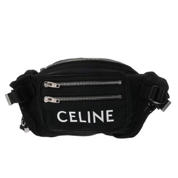 セリーヌ ラージ トレッキングベルトバッグ CELINEプリント ブラック 198682DMT.38SI コットンギャバジン ユニセックス バッグ 【中古】【bag】