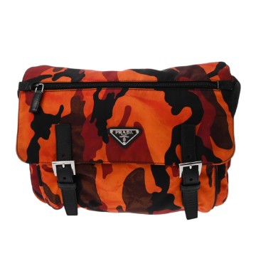 プラダ メッセンジャーバッグ カモフラ オレンジ ナイロン メンズ バッグ 【中古】【bag】