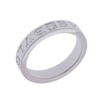 ブルガリ ダブルロゴ リング 1PD シルバー K18ホワイトゴールド WG レディース ジュエリー 【中古】【jewelry】