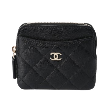 シャネル マトラッセ クラシック ジップ コインパース ブラック AP2061 キャビアスキン レディース 財布 【中古】【purse】