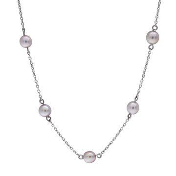 タサキ ステーション ネックレス パール 5.0-5.2mm シルバー K18ホワイトゴールド WG レディース ジュエリー 【中古】【jewelry】