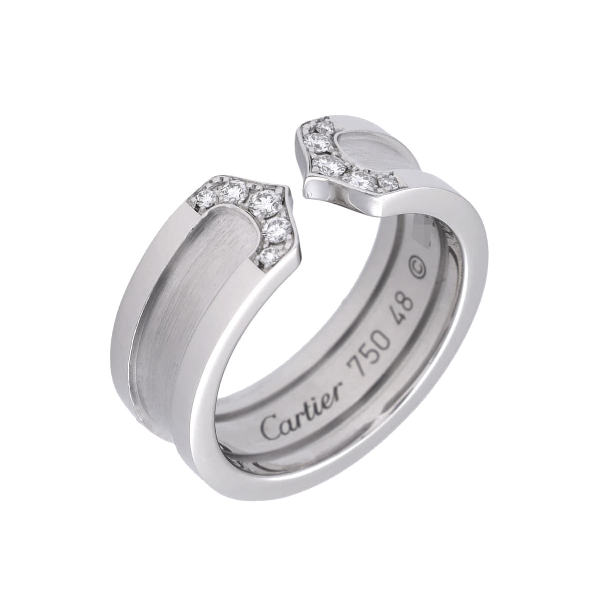 カルティエ C2リング #48 シルバー K18ホワイトゴールド WG レディース ジュエリー 【中古】【jewelry】