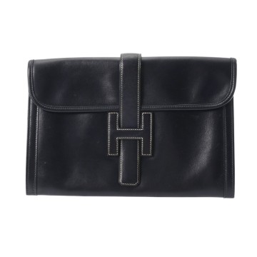 エルメス ジジェ GM ネイビー ボックスカーフ ユニセックス バッグ 【中古】【bag】