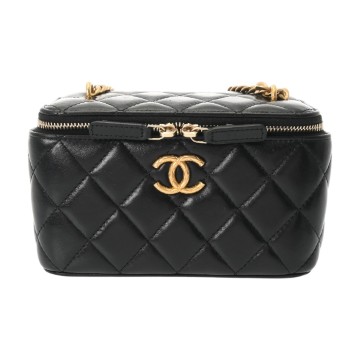 シャネル マトラッセ スモール ヴァニティケース ブラック AP3044 ラムスキン レディース バッグ 【中古】【bag】