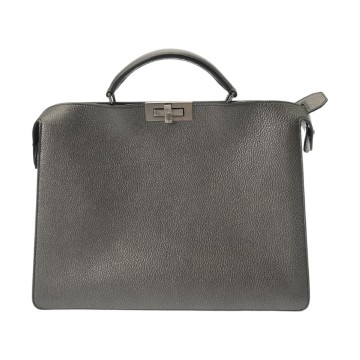 フェンディ ピーカブー I SeeU ミディアム ガンメタリック 7VA529 レザー レディース バッグ 【中古】【bag】