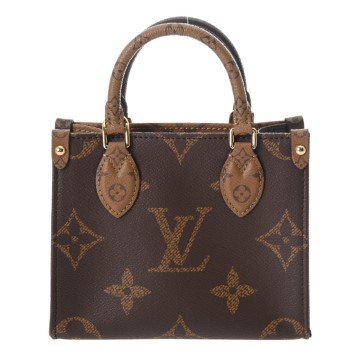 ルイ ヴィトン モノグラムリバース オンザゴー BB 2WAY ブラウン M46839 レザー レディース バッグ 【中古】【bag】