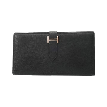 エルメス ベアン スフレ ブラック シェーブル レディース 財布 【中古】【purse】