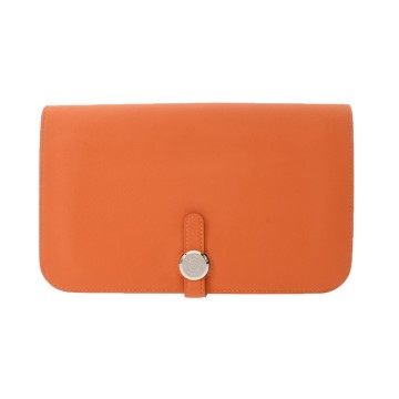 エルメス ドゴン GM オレンジ ヴォースイフト ユニセックス 財布 【中古】【purse】