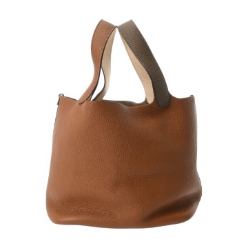 エルメス ピコタン ロックMM カザック エトゥープ/ゴールド/ナタ トリヨンクレマンス レディース バッグ 【中古】【bag】
