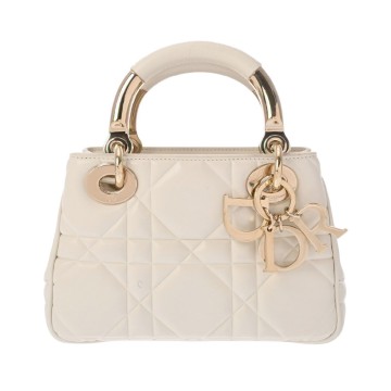 ディオール カナージュ 2WAY LADY 95.22 ミニ カナージュ ホワイト ラムスキン レディース バッグ 【中古】【bag】