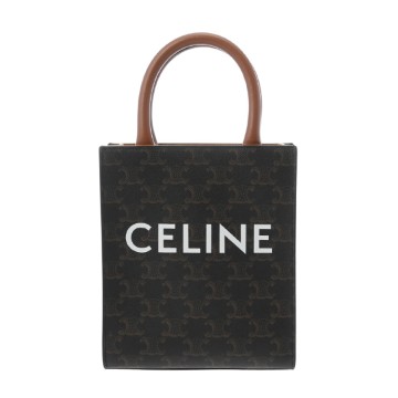 セリーヌ ミニ バーティカルカバ タン 194372BZK.04LU トリオンフキャンバス/カーフ レディース バッグ 【中古】【bag】
