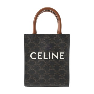 セリーヌ ミニ バーティカルカバ タン 194372BZK.04LU トリオンフキャンバス/カーフ レディース バッグ 【中古】【bag】